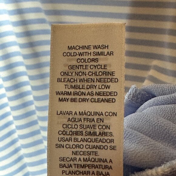 Chicos Striped Oversize Tunic‎ Top Womens Sz M Blue White Layered Hem Nautical - Picture 12 of 14